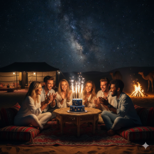Can I request a special cake for a birthday during a desert safari?